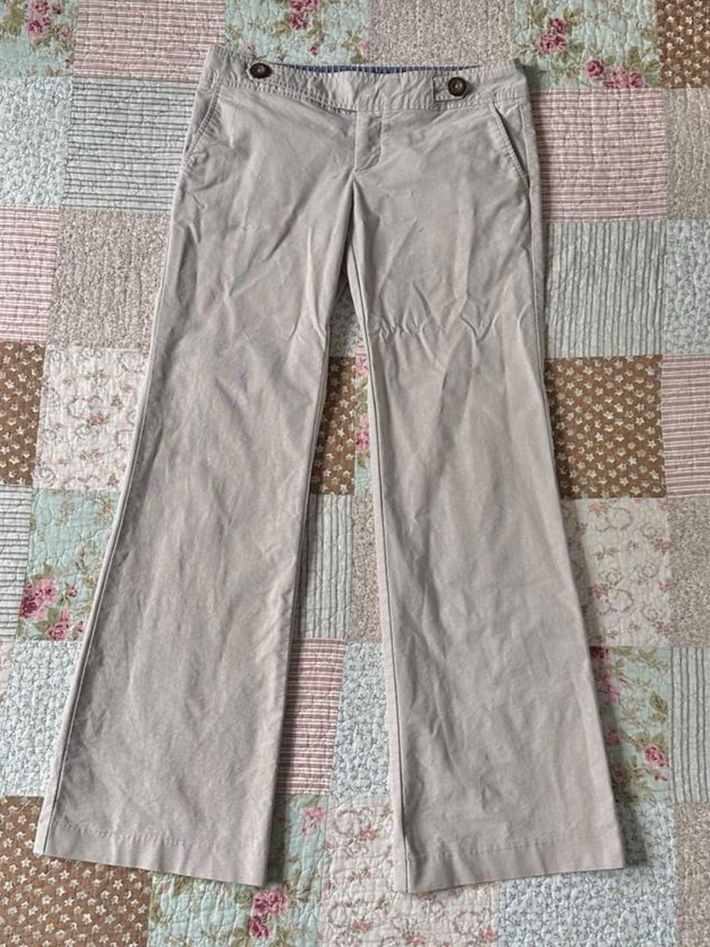 Gap wide-leg flare tan/cream low-rise slacks trousers